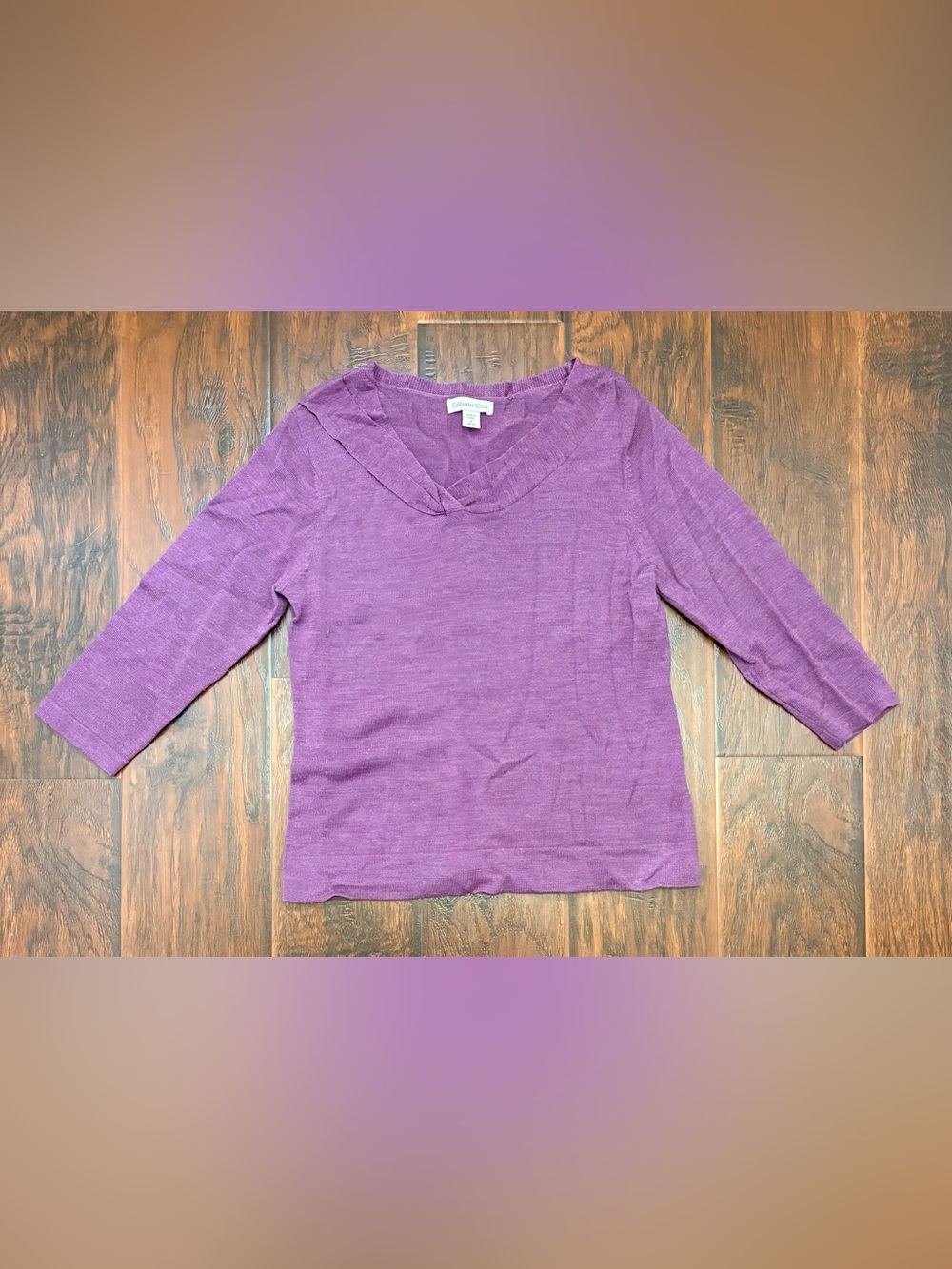 Coldwater Creek Purple 3/4 Sleeve Knit Top Cowl Neck Size M 10/12